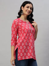 Pink Cotton Short Kurta