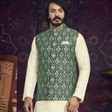 Patterned Green Nehru Jacket