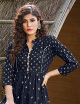 Blue Printed Anarkali kurti Woman