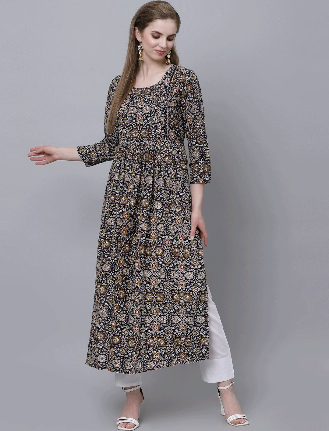 rayon printed nayra kurti women