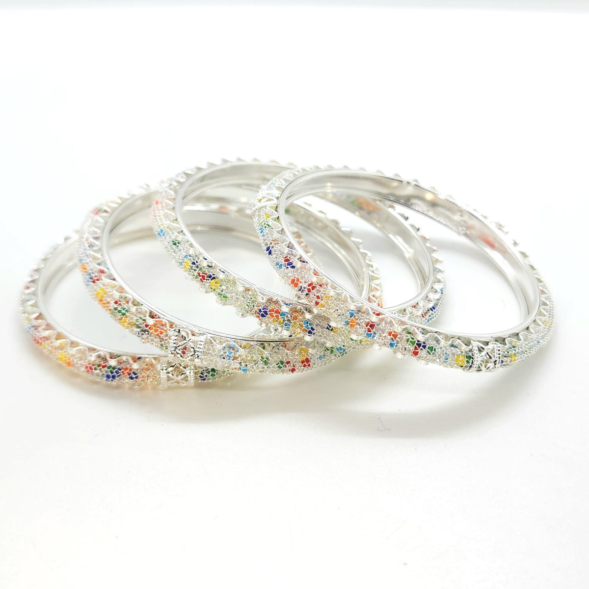 Set of Multi Colour Bangles | Silver | IndiFeels Australia.