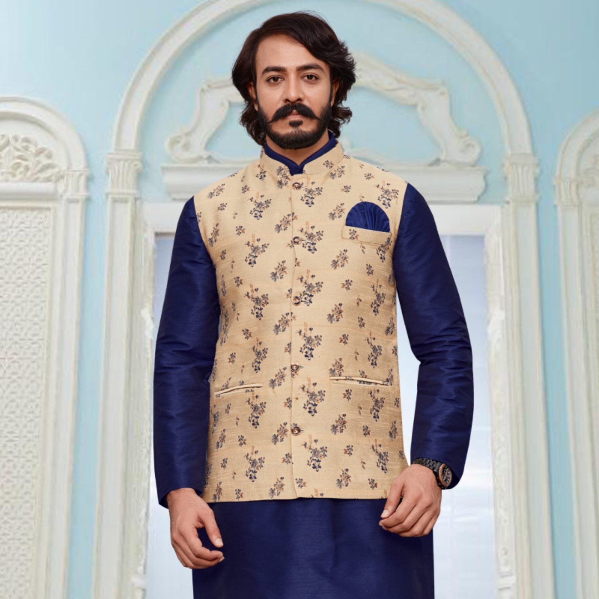 Mens Printed Nehru Jacket