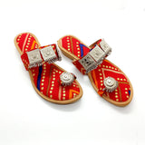 Red Kohlapuri Chappal Women