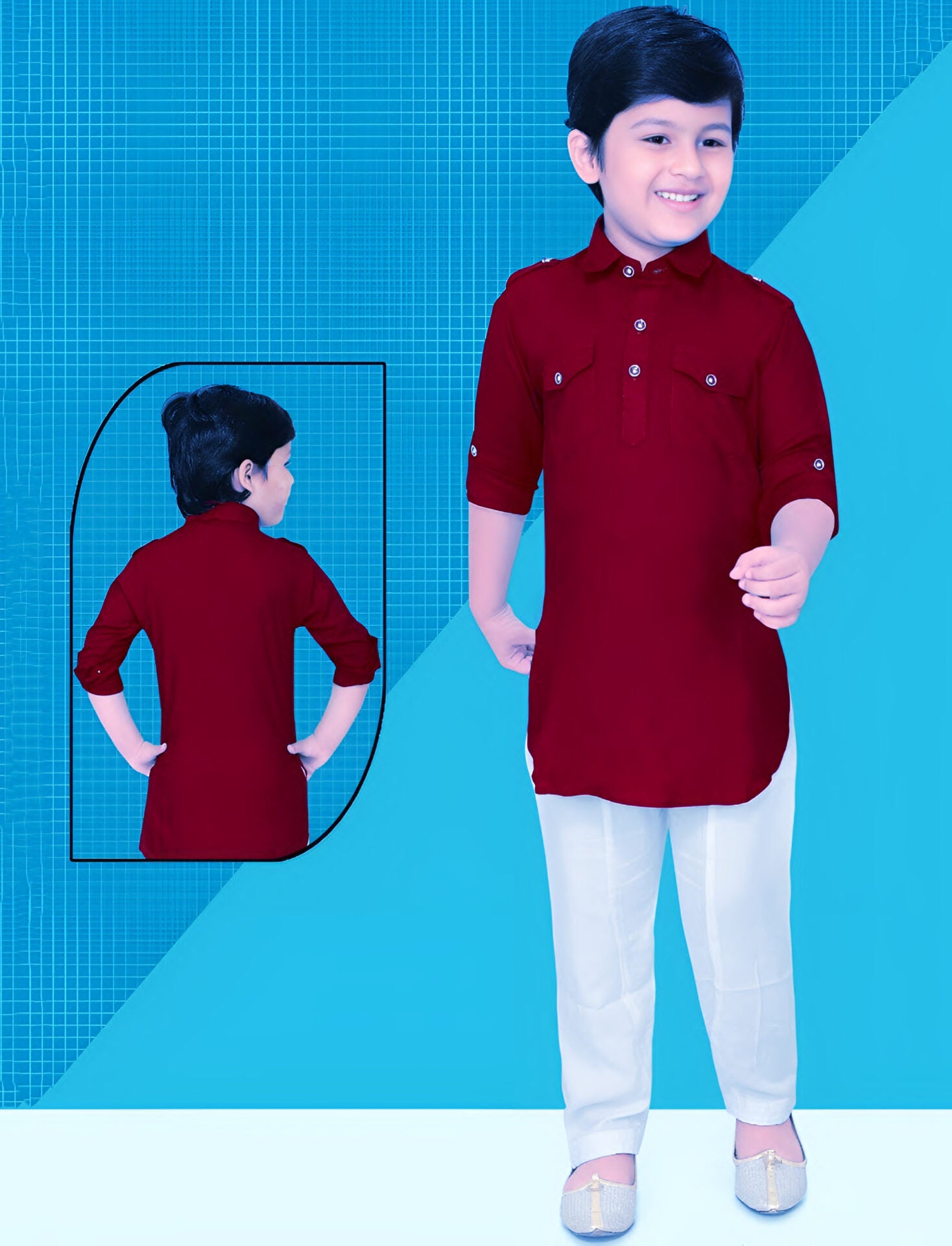 Boys Pathani Kurta Pajama - Maroon