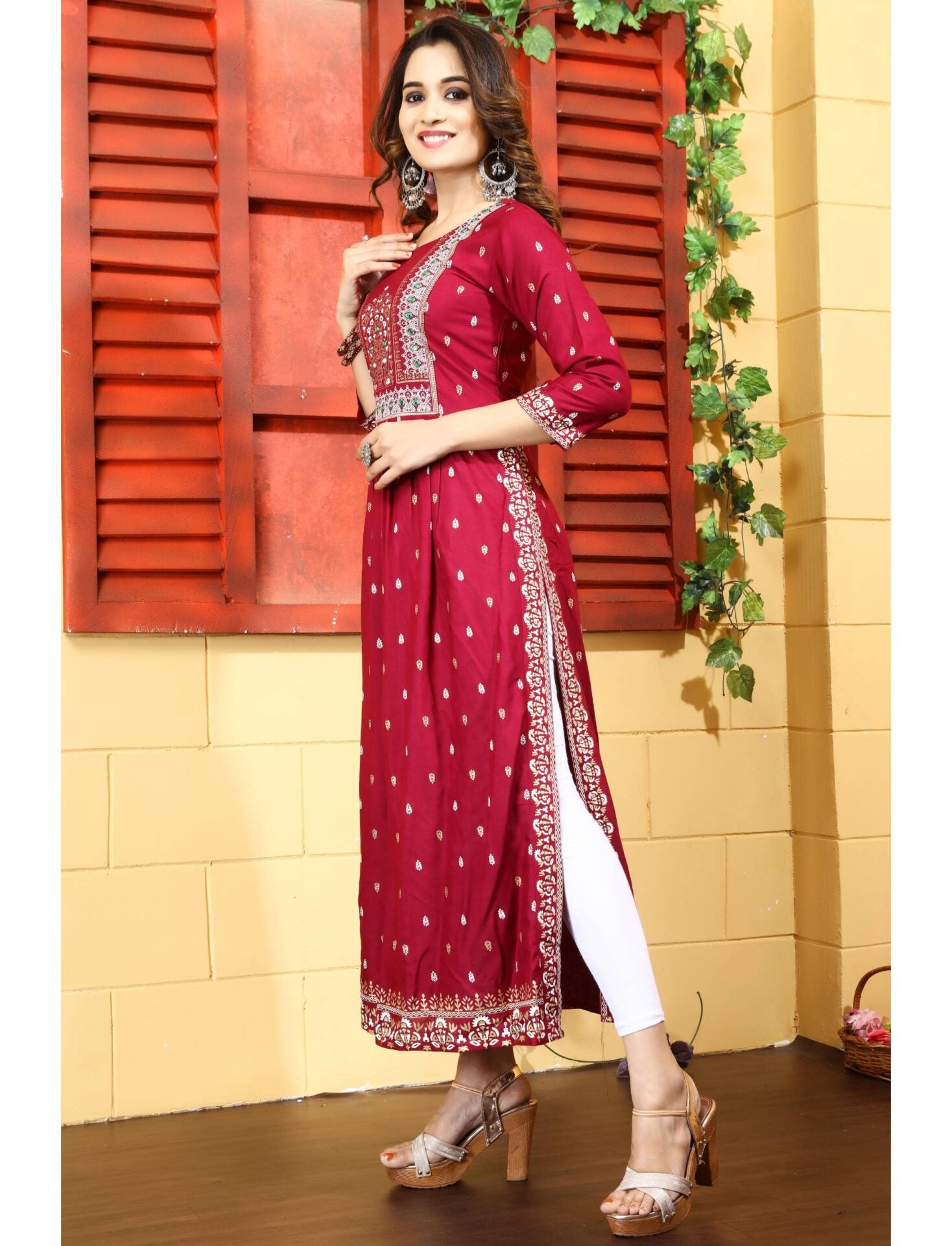 Maroon Nyra Cut Kurta