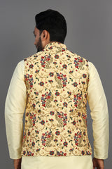 Printed Silk Nehru Jacket Mens