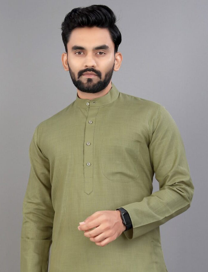 Cotton Light Green Kurta Pajama