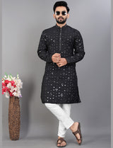 Black cotton Mirror Kurta Pajama