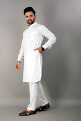 High-Quality White Cotton Punjabi Kurta Pajama
