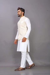 Golden Jacquard Nehru Jacket