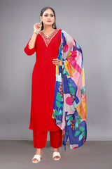 Rayon Red Suit Women