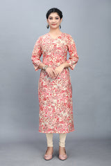 Floral Print Crepe Straight Kurta