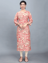 Floral Print Crepe Straight Kurta