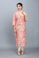 Floral Print Crepe Straight Kurta