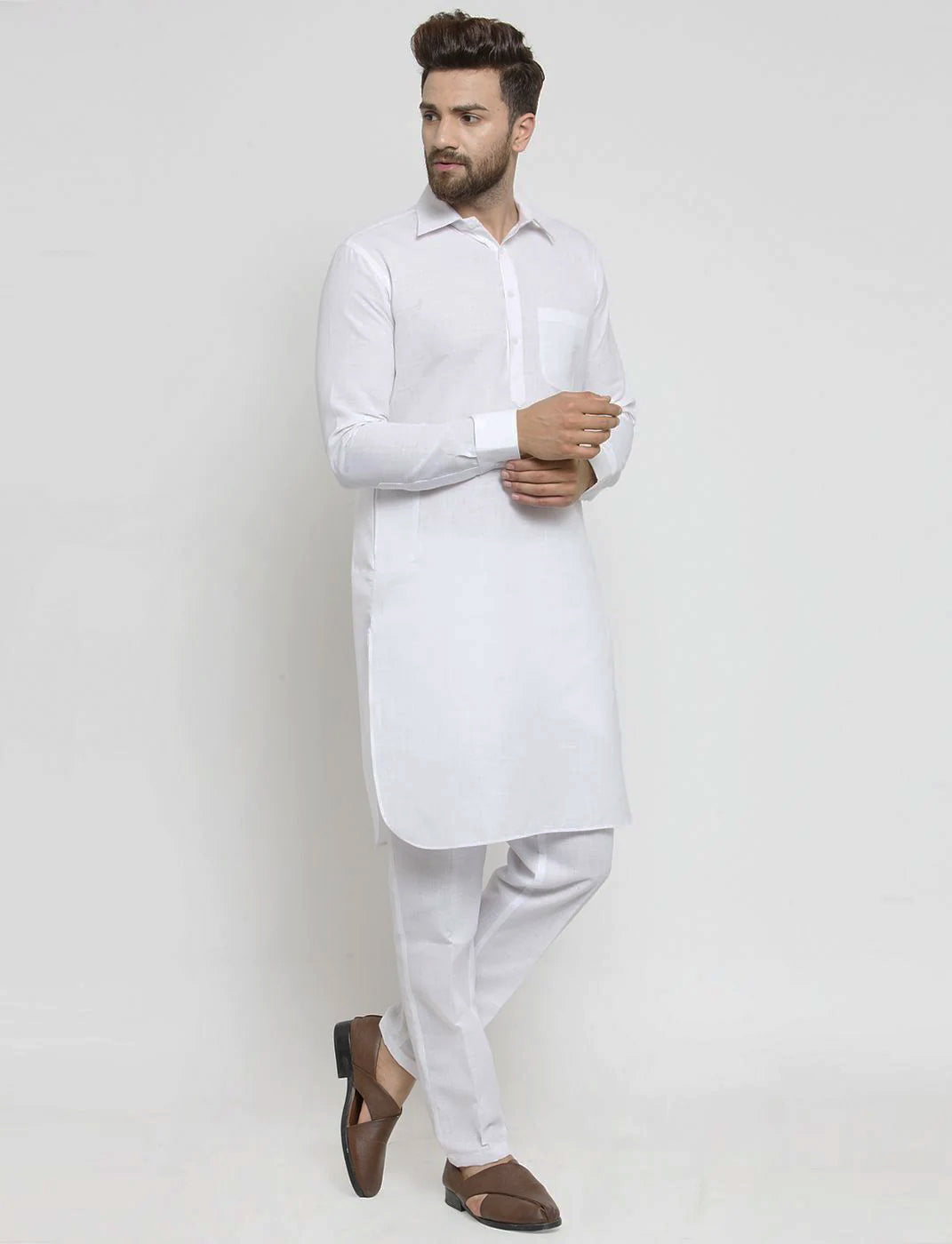 Cotton White Punjabi Kurta Pajama