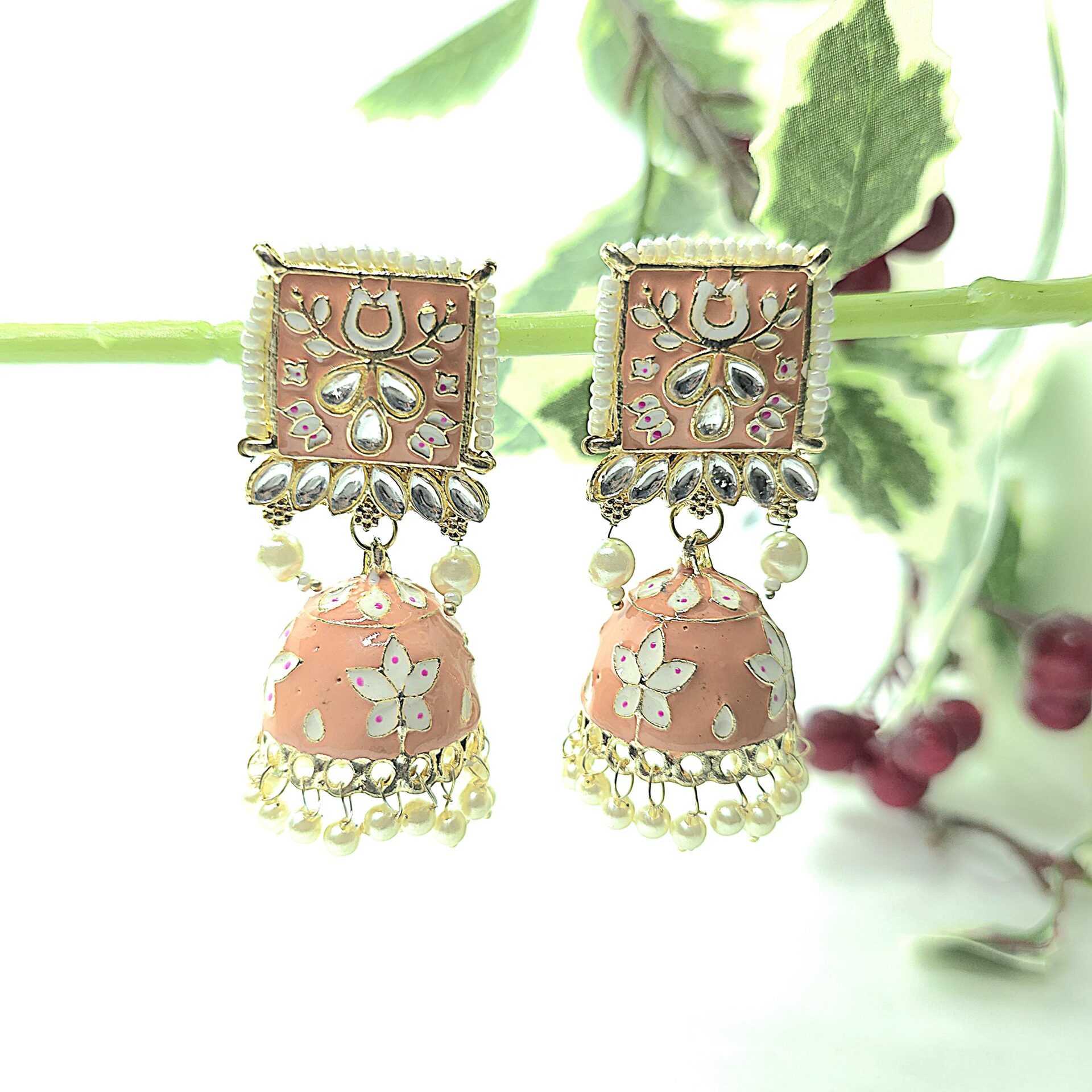 Peach Colour Earrings