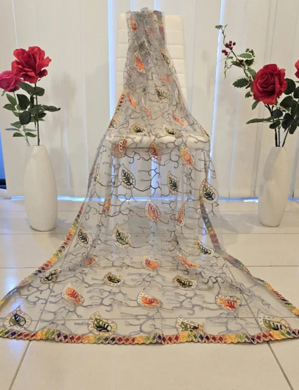 Multicolour leaf dupatta