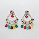 Silver Multi-colour Pearl Earrings