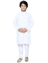 Kids Plain Cotton Kurta Pyjama - White