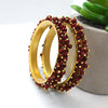 Maroon Metal Pearl Gold-plated Bangle Set(Pack of 2)
