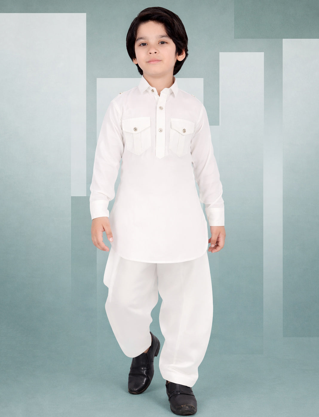 White Cotton Pathani Kurta Pajama