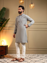 Embroidered Silk Kurta Pajama Mens