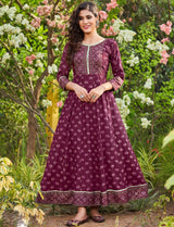 Purple Anarkali Kurti Women
