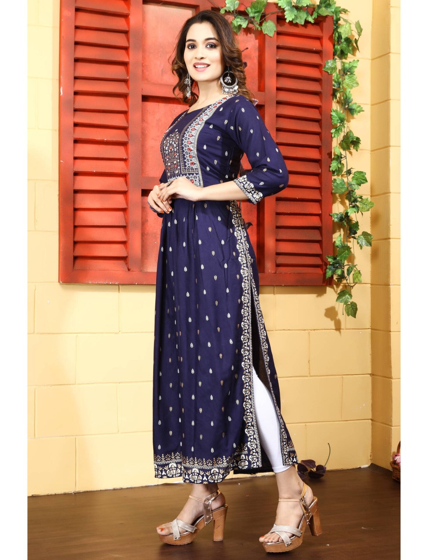 nayra cut blue kurti for women