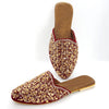 Marron Heavy Embroidery Mules