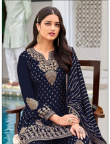 Blue Georgette Indian Sharara Suit