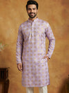 Men Cotton Blend Kurta with Foil Print