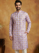 Men Cotton Blend Kurta with Foil Print