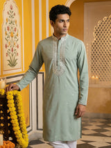 Neck Embroidered Silk Kurta Pant