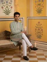 Neck Embroidered Silk Kurta Pant