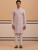 Purple Rayon Embroidered Kurta Pyjama