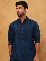 Silk Blend Embroidered Kurta Pant