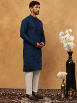 Silk Blend Embroidered Kurta Pant