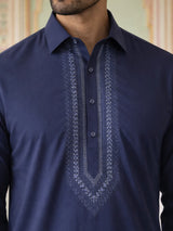 Blue Embroidery Pathani Kurta Set