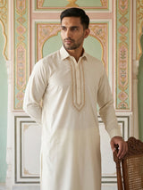 Premium Embroidery White Pathani Kurta Set