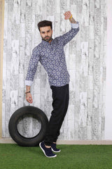Blue Cotton Male Short Kurta