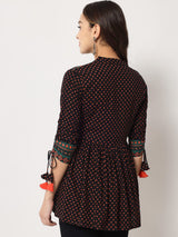 Black Flared Short Top 4