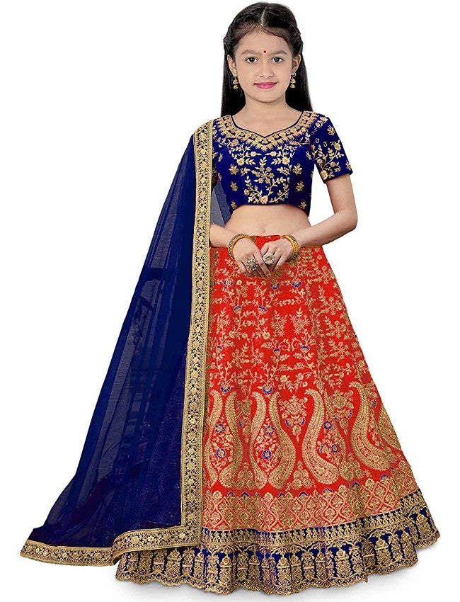 Girls Lehnga – Blue & Red