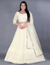 Cream Georgette Embroidery Lehenga Choli