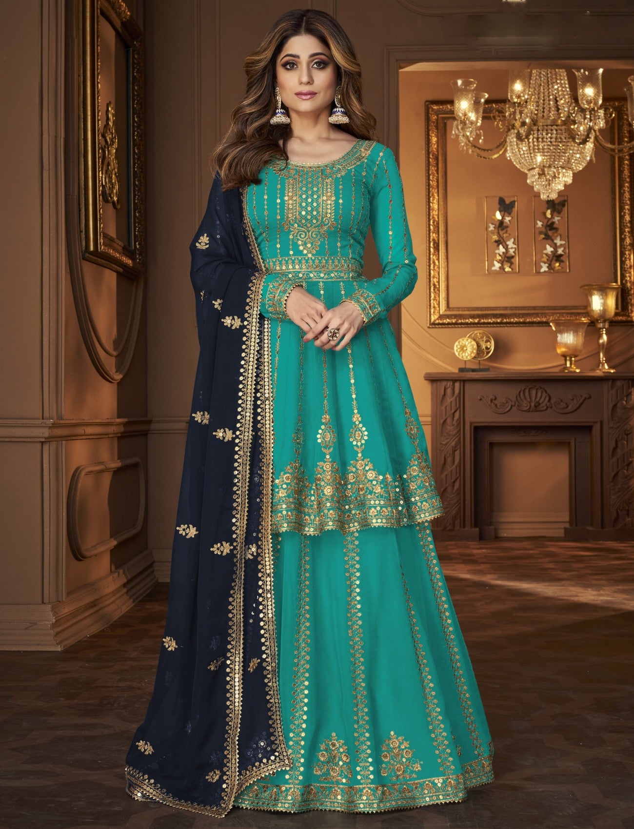 Embroidered Georgette Lehenga Suit2