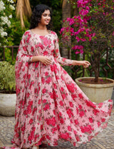 Floral Pink Anarkali Kurti