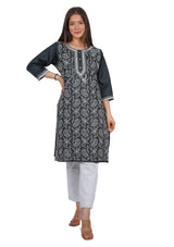 Grey Lucknowi Kurti Women