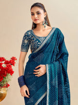 Bandhani Saree With Embroidered Blouse