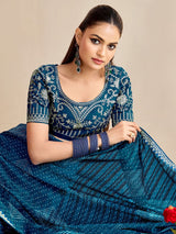Bandhani Saree With Embroidered Blouse
