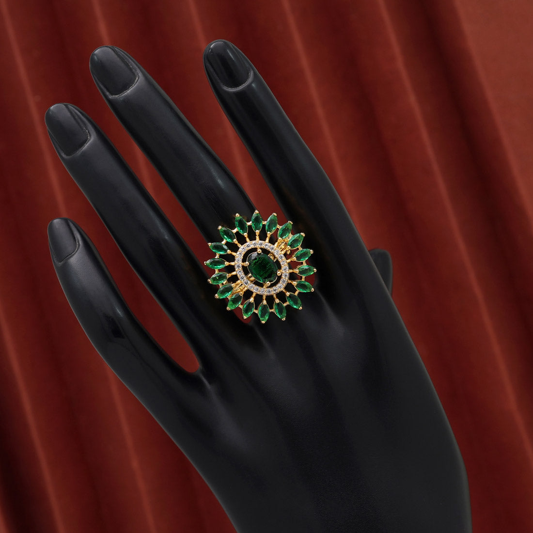 Adjustable Green American Diamond Ring