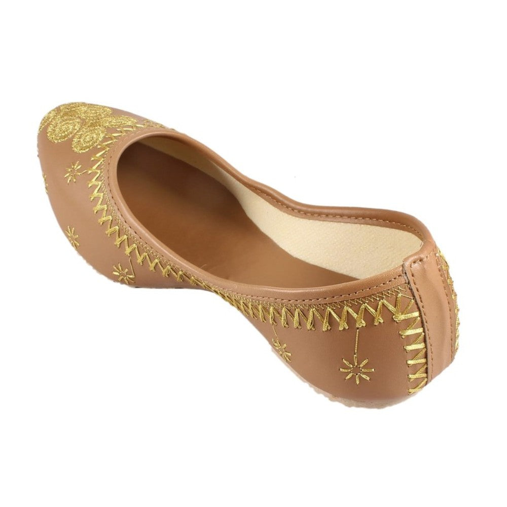 Synthetic Coffee Embroidery Work PVC Sole Wome's Jutti